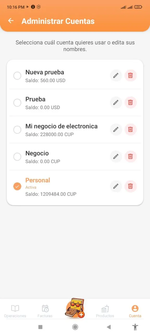 Cuenta Personal activa por defecto