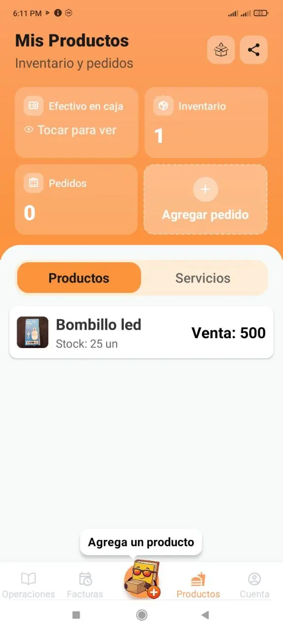 Botón Agregar pedido