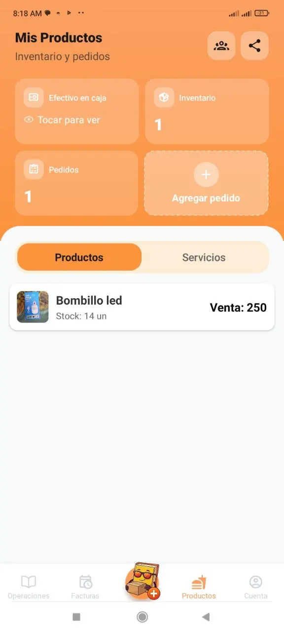 Botón Pedidos de hoy