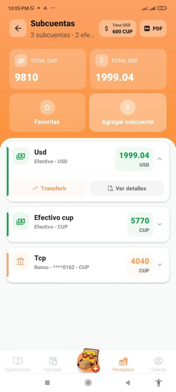 Botón Ver detalles de una subcuenta